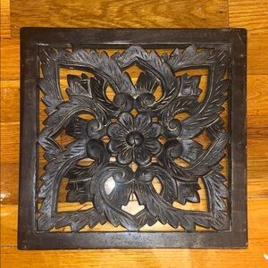 Intricate Black Wooden Wall Art